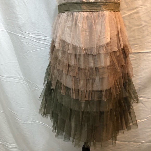 Ryu Green Brown Strapless Tiered Ruffled Sundress - Picture 3 of 5